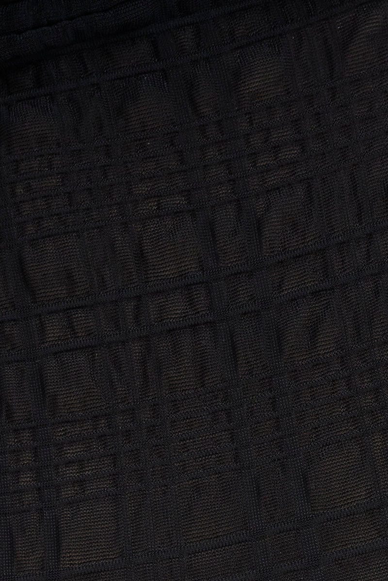 Black Sheer Bodysuit Textured Long Sleeve