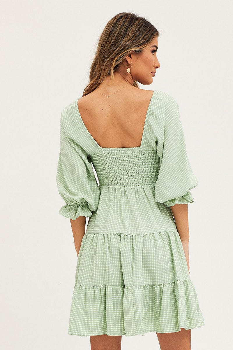 Check Mini Dress Short Sleeve