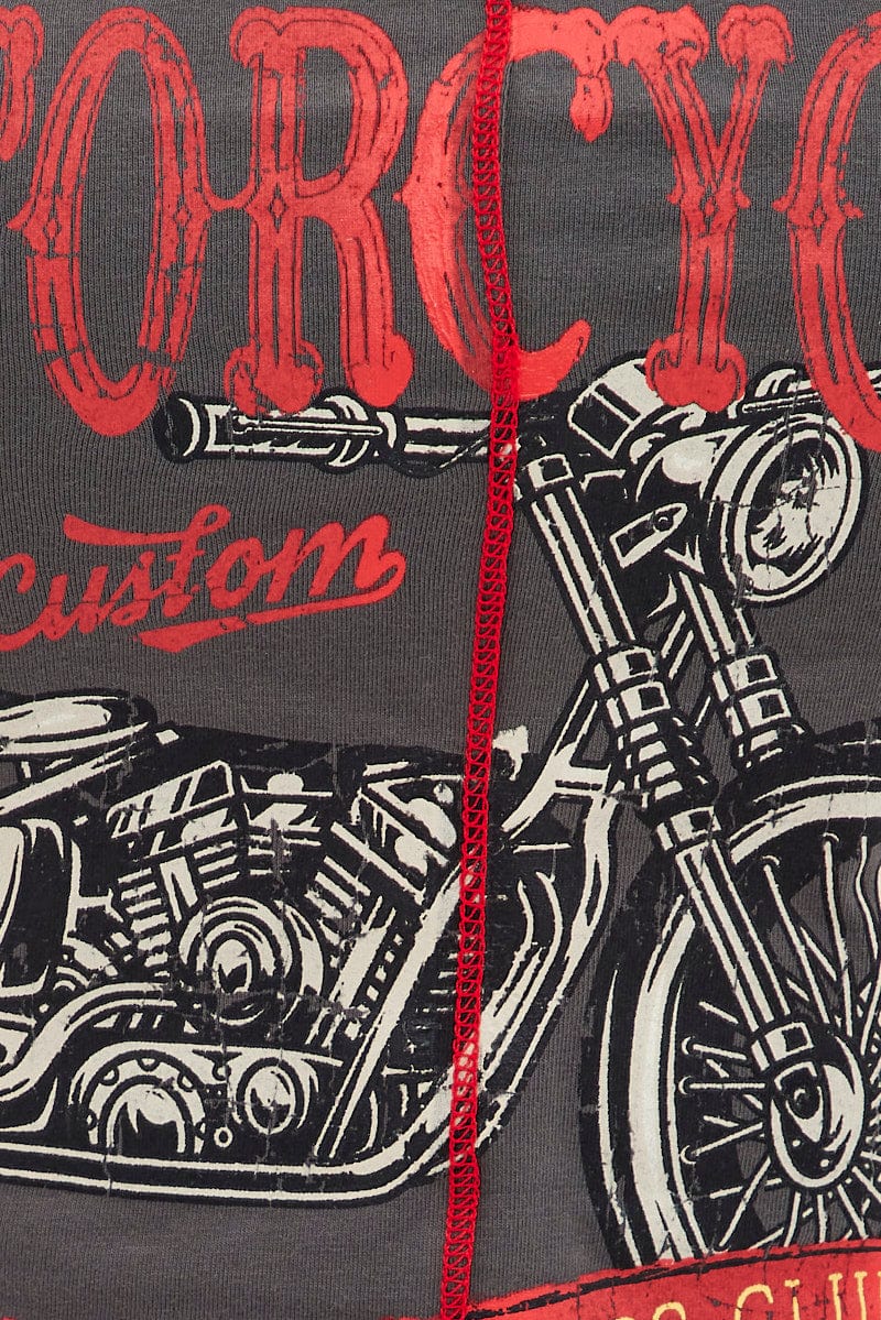 Grey Scarf Hem Top Sleeveless Crew Neck