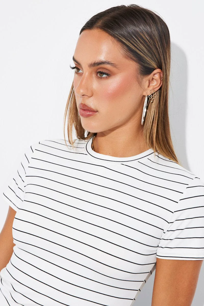 White Stripe Supersoft Top Short Sleeve