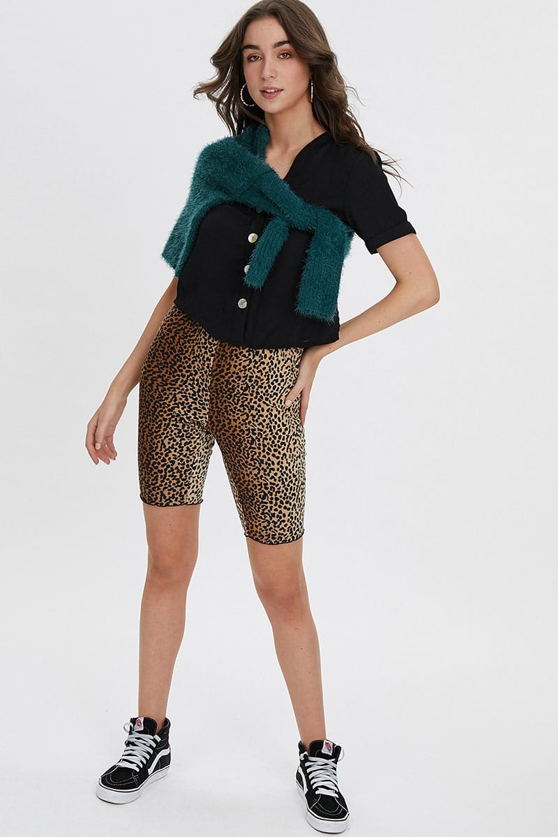 Print Biker Shorts High Rise