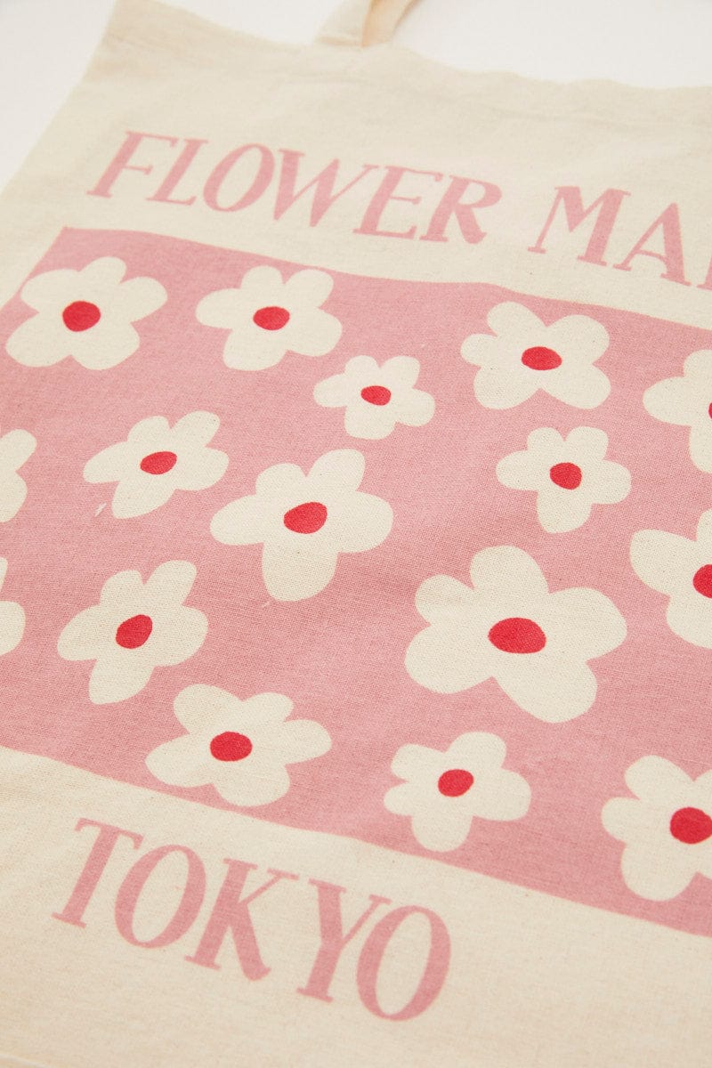 Black Tokyo Flower Market Printed Tote Bag
