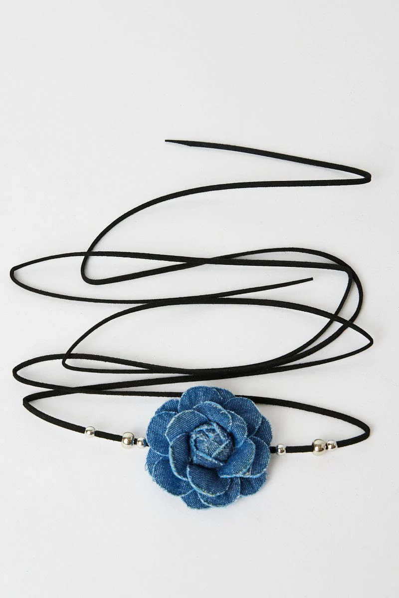 Blue Rosette Belly Chain