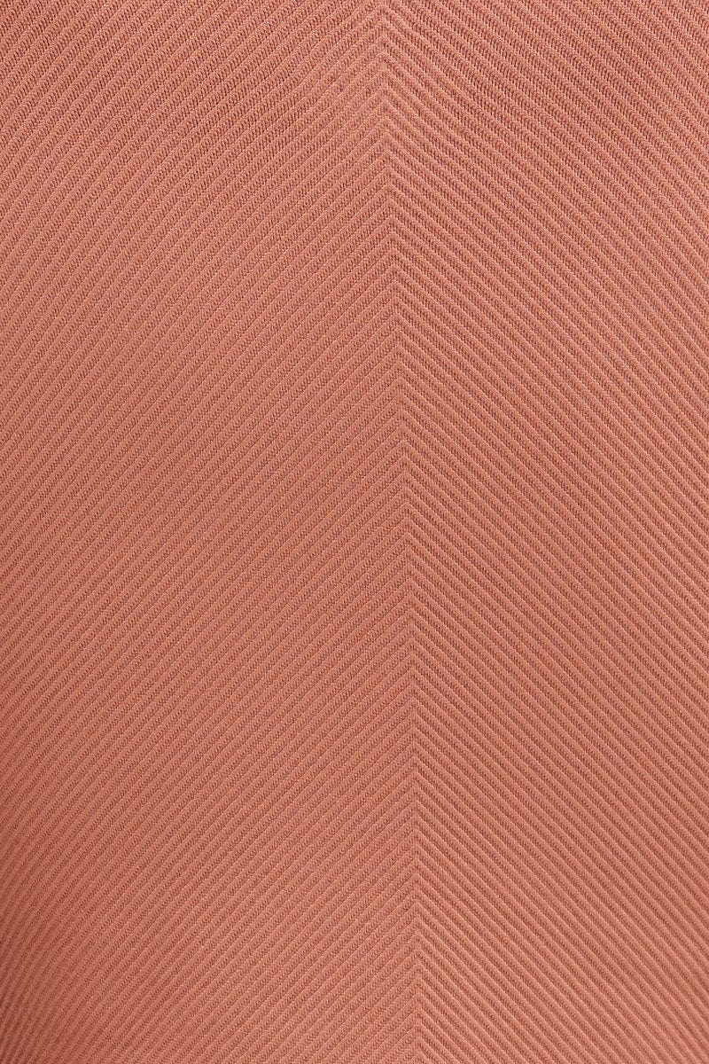 Brown Crop Top Long Sleeve Crew Neck