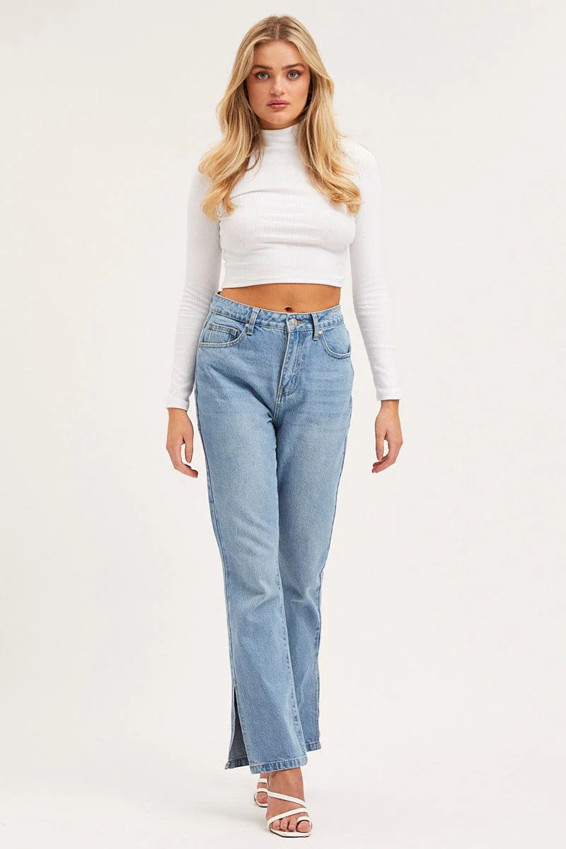 Blue High Rise Mom Jeans