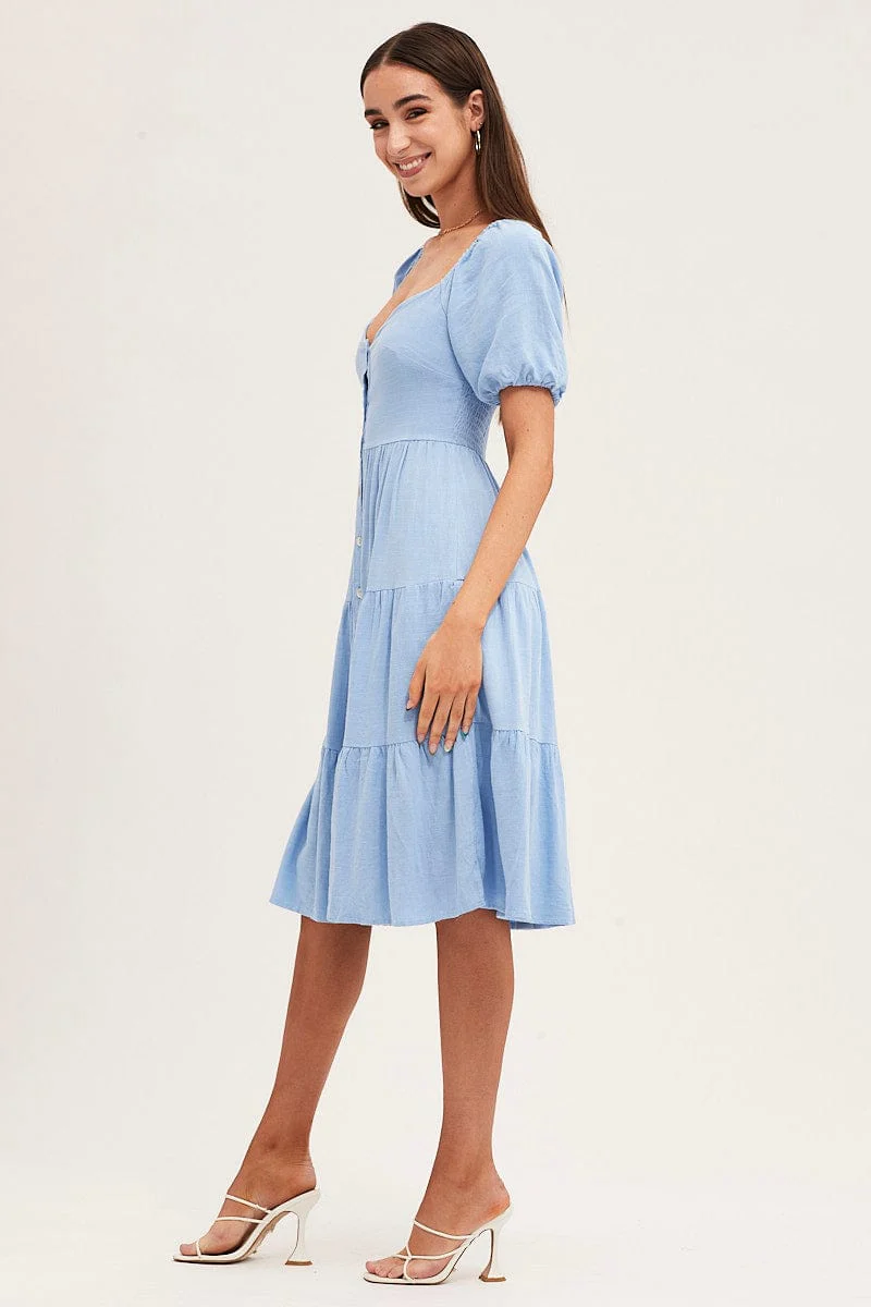 Blue Midi Dress Sweetheart