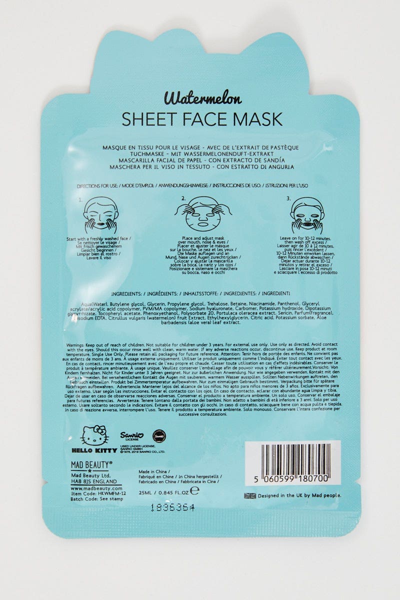 Multi Hello Kitty Watermelon Face Mask