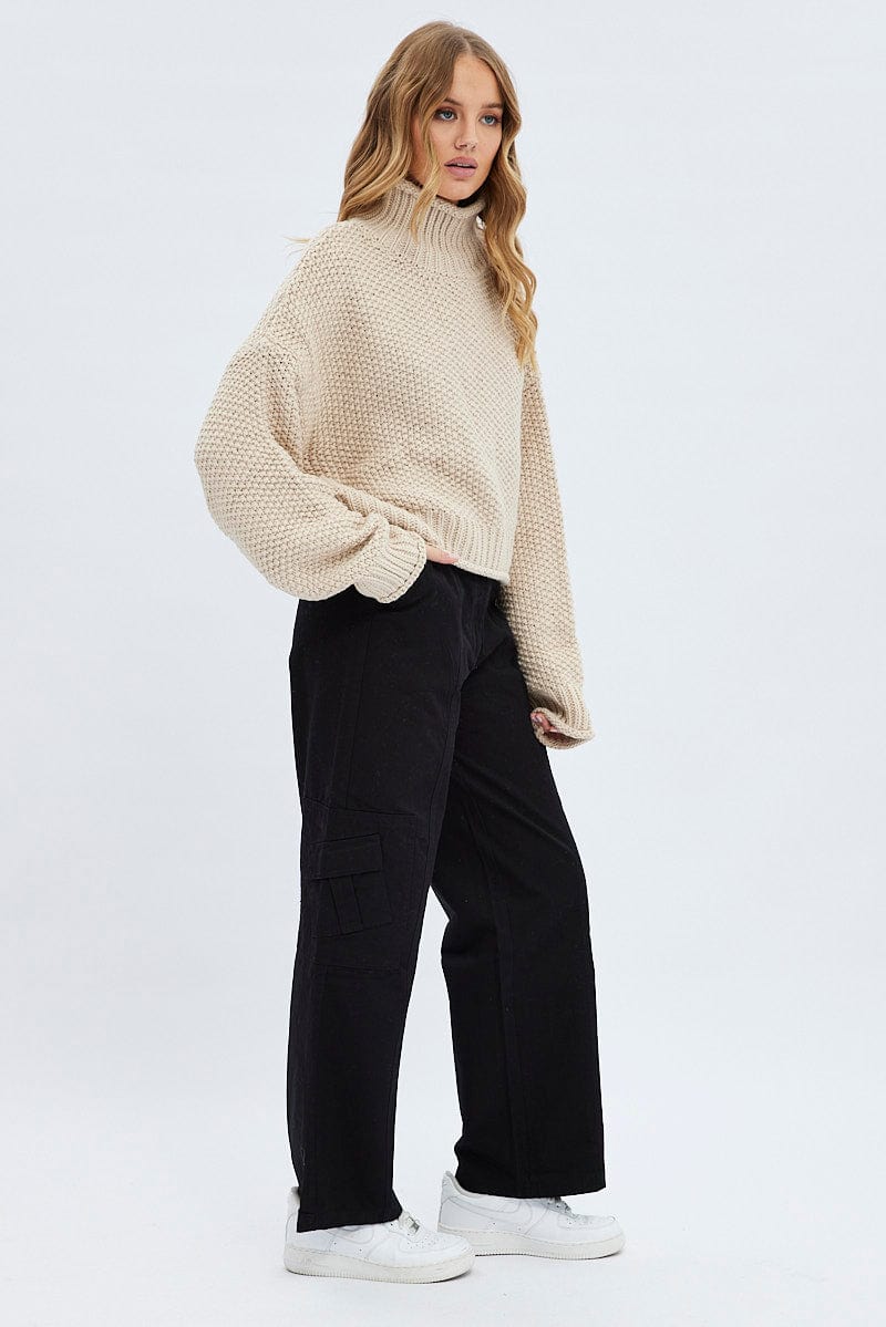 Black Cargo Pants Low Rise