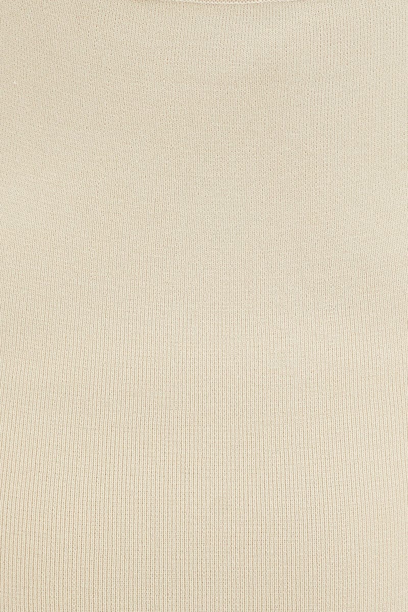 Beige Cut Out Back Knit Dress