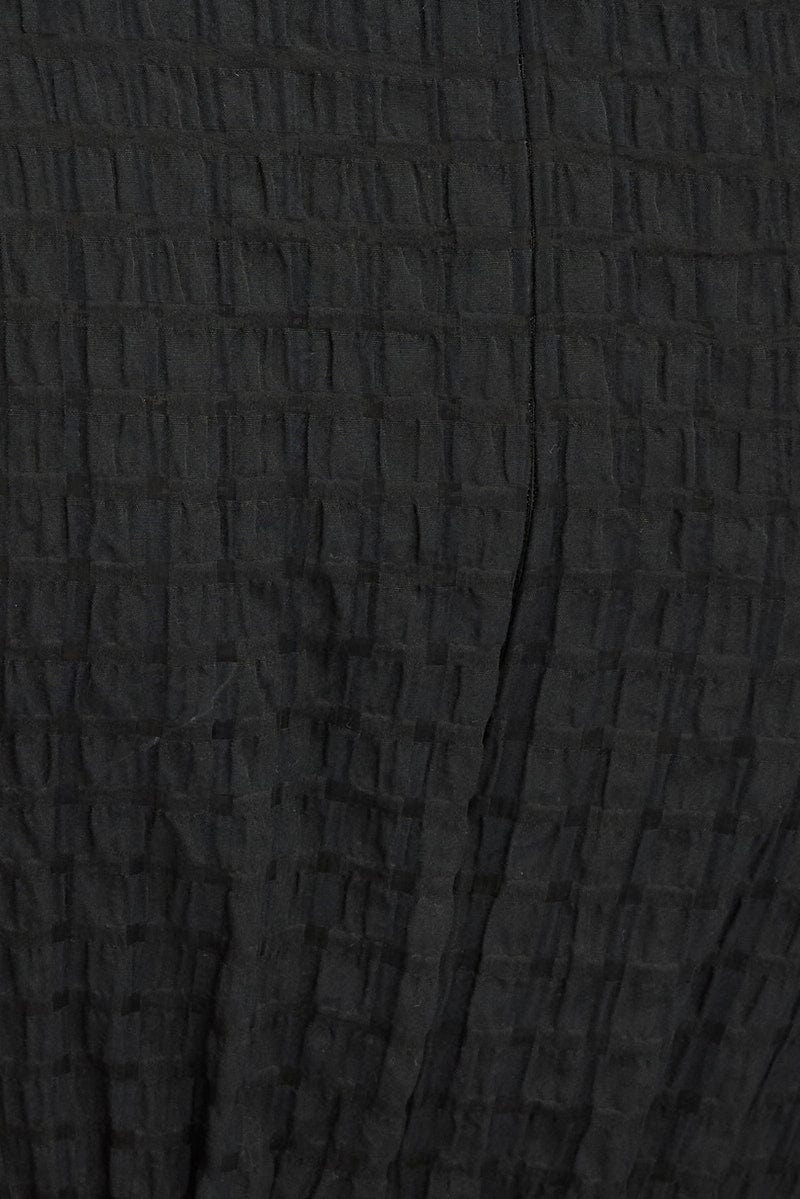 Black Fit And Flare Dress Puff Sleeve Mini