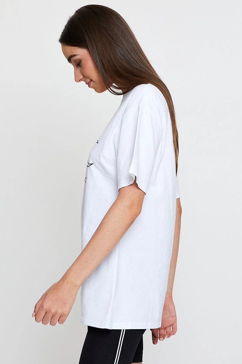 White Graphic T Shirt Short Sleeve