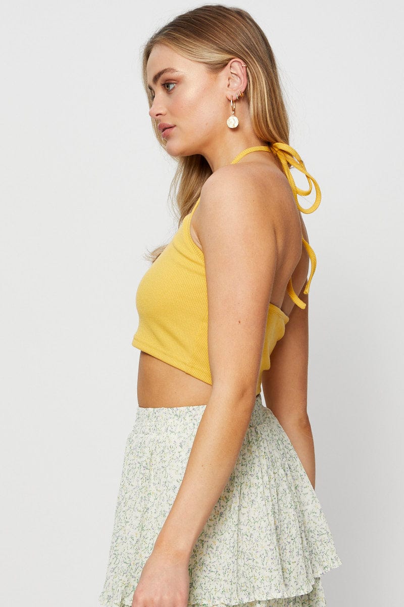 Yellow Halter Top Crop