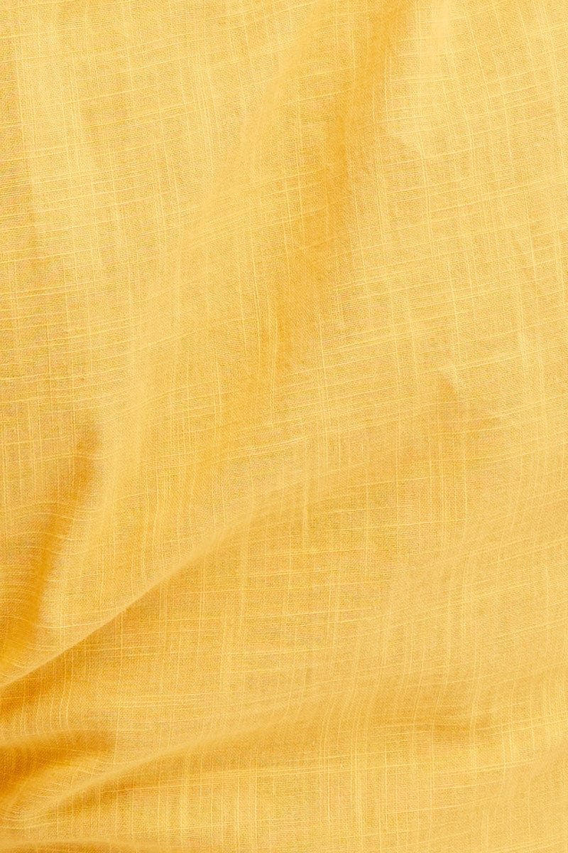 Yellow Crop Top Short Sleeve Tie Front