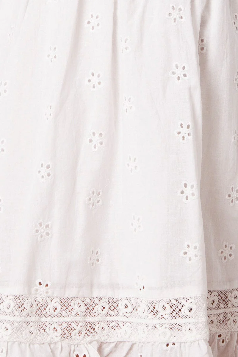 White Fit And Flare Dress Puff Sleeve