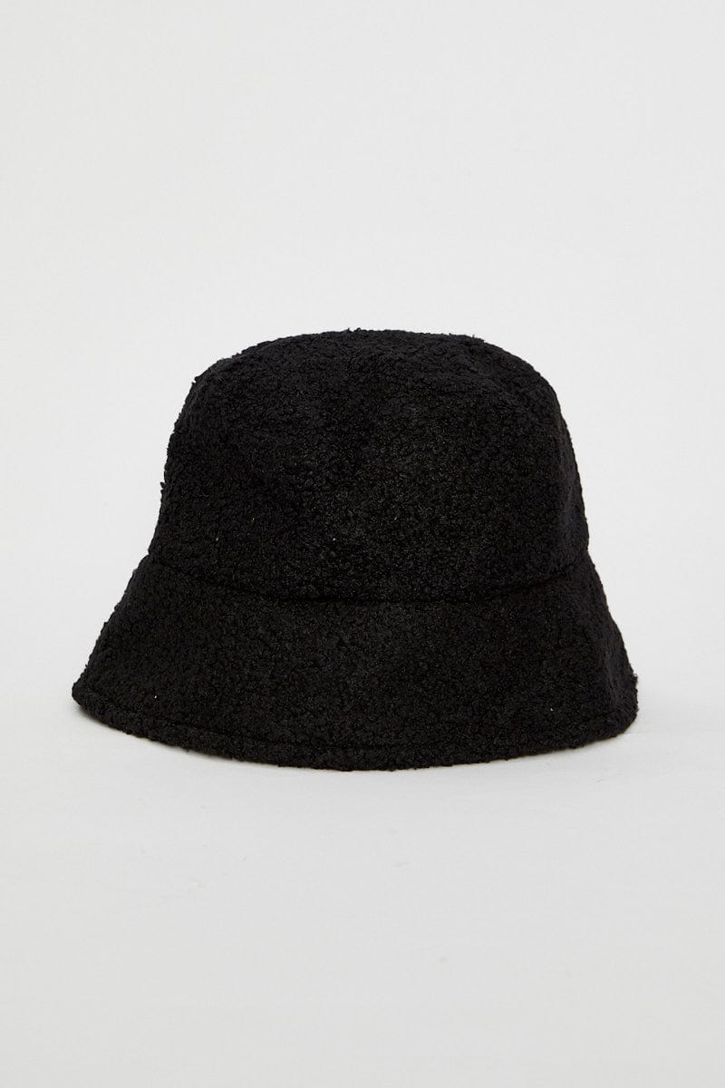 Black Fuzzy Bucket Hat