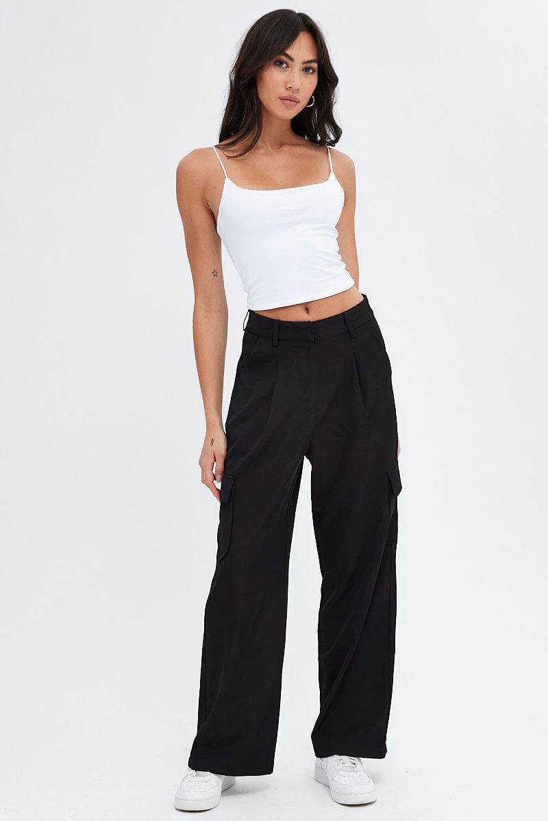 White Crop Singlet Top