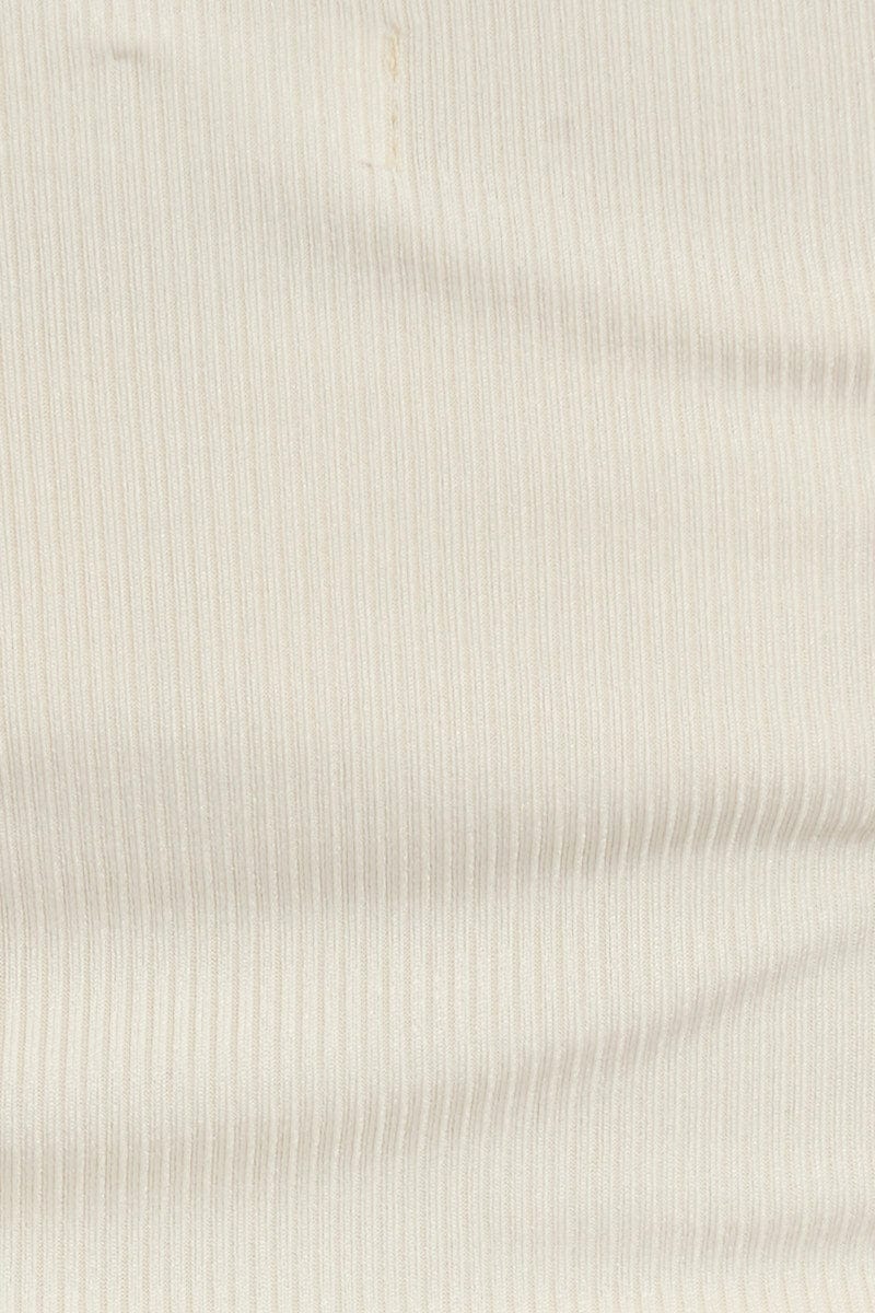 Beige Twist Front Ribbed Sleeveless Top