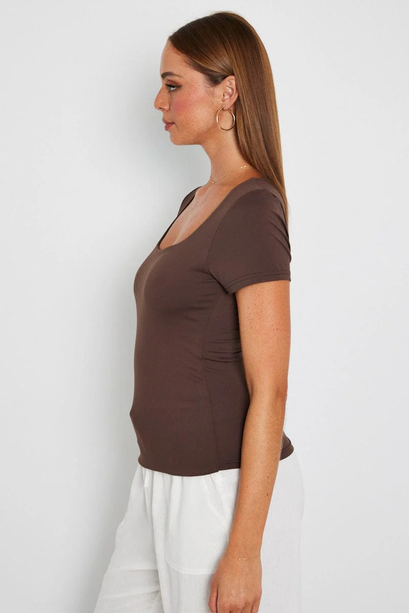 Brown Supersoft Top Short Sleeve