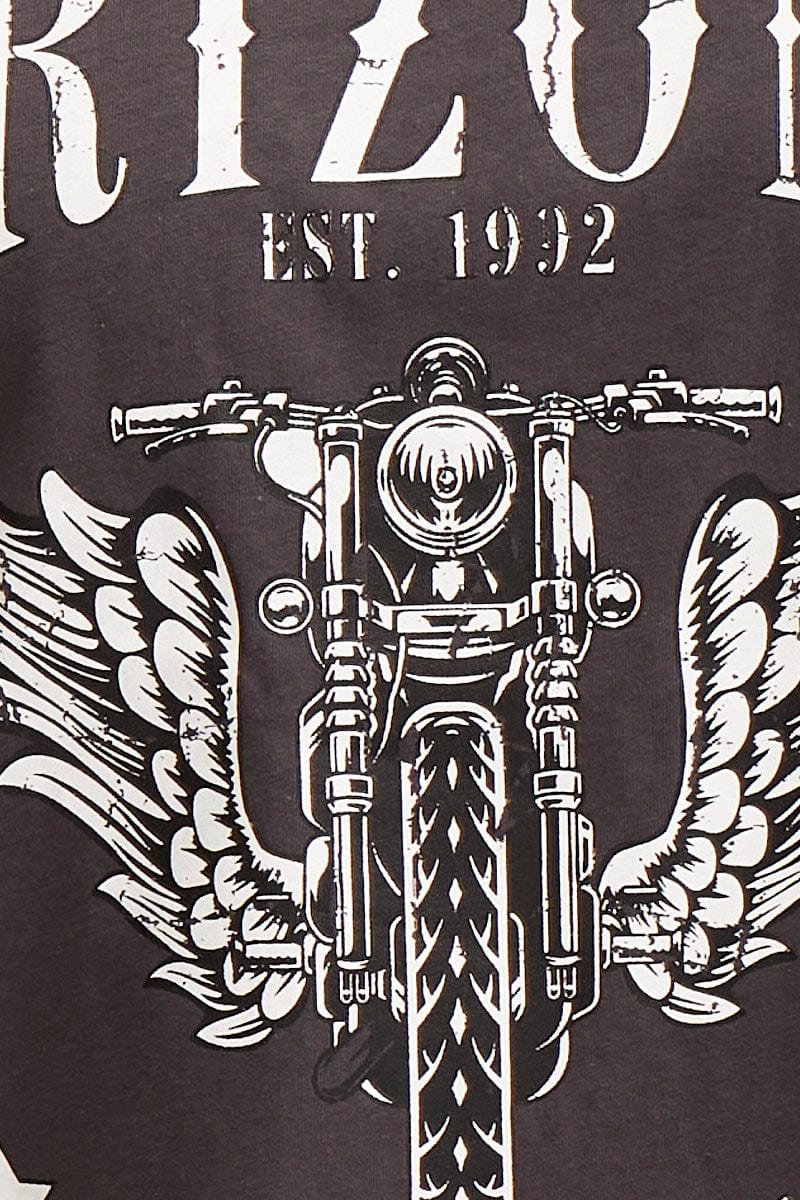 Grey Graphic T Shirt Short Sleeve