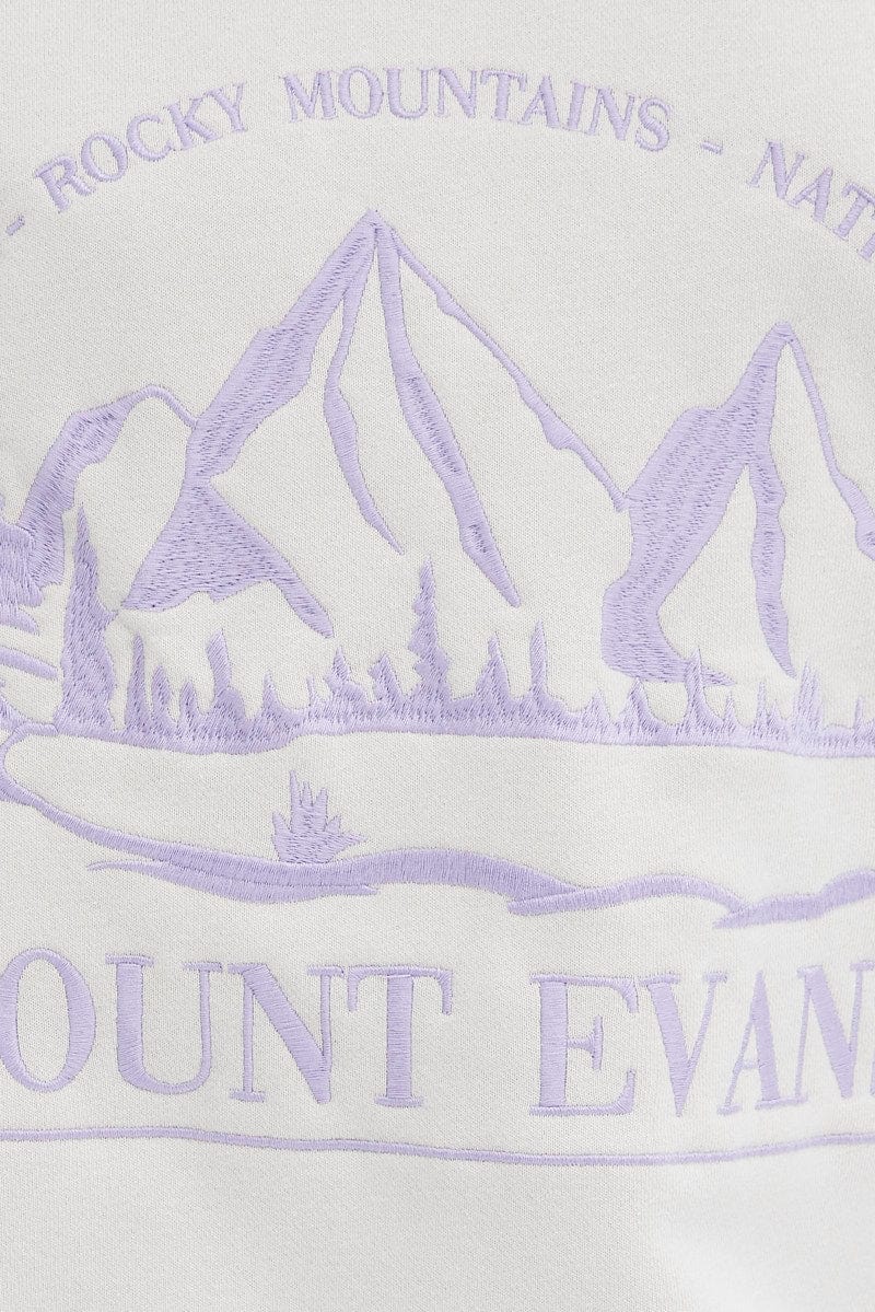 Beige Sweater Sky Mountain- Embroidery Long Sleeve