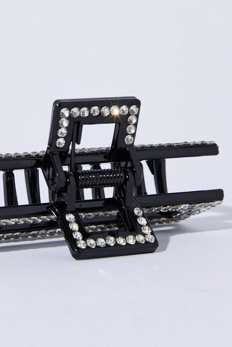 Black Rectangle Hair Claw Clip