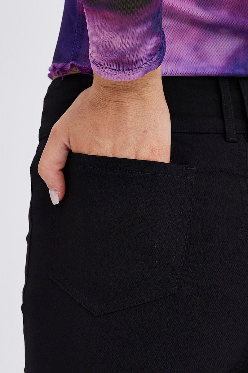 Black Flare Leg Pants Mid Rise