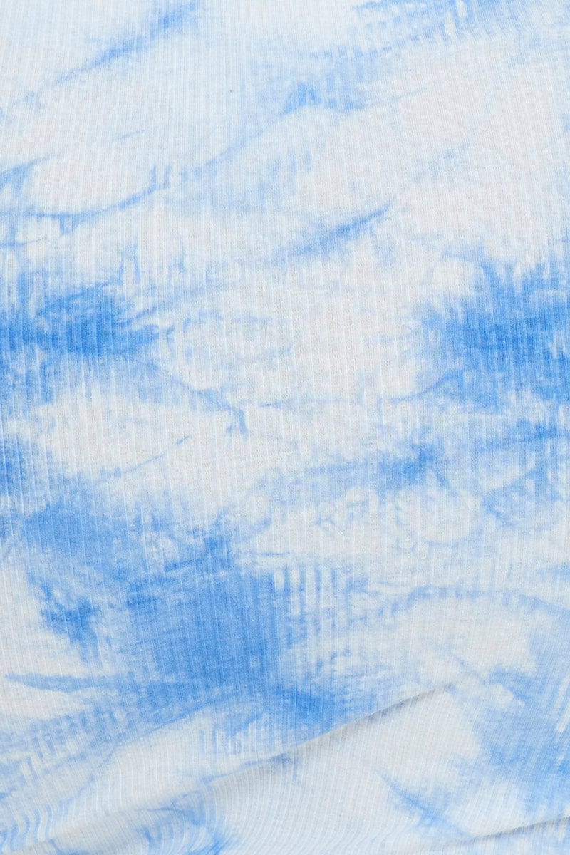 Print Tie Dye Ruched Drawstring Dress