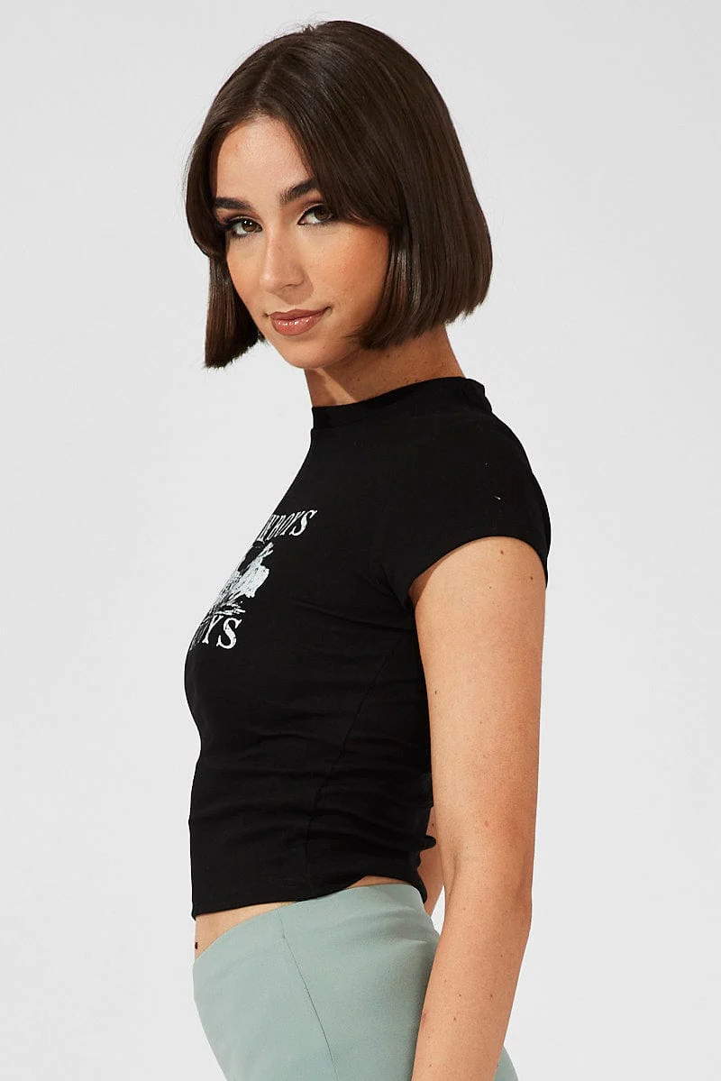 Black Graphic Tee Short Sleeve