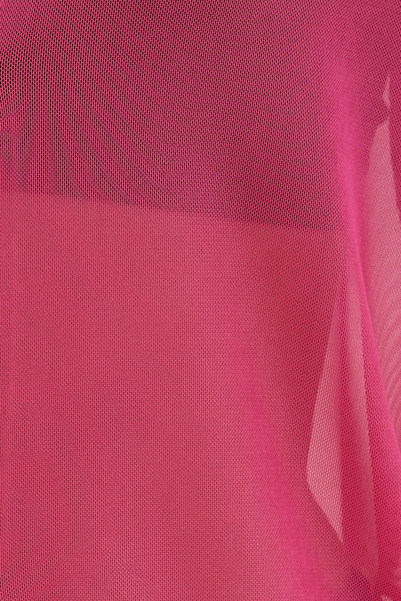 Pink Mesh Cardigan Long Sleeve