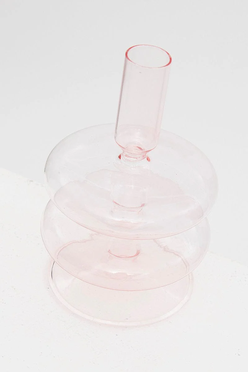 Pink Glass Candle Holder and Vase