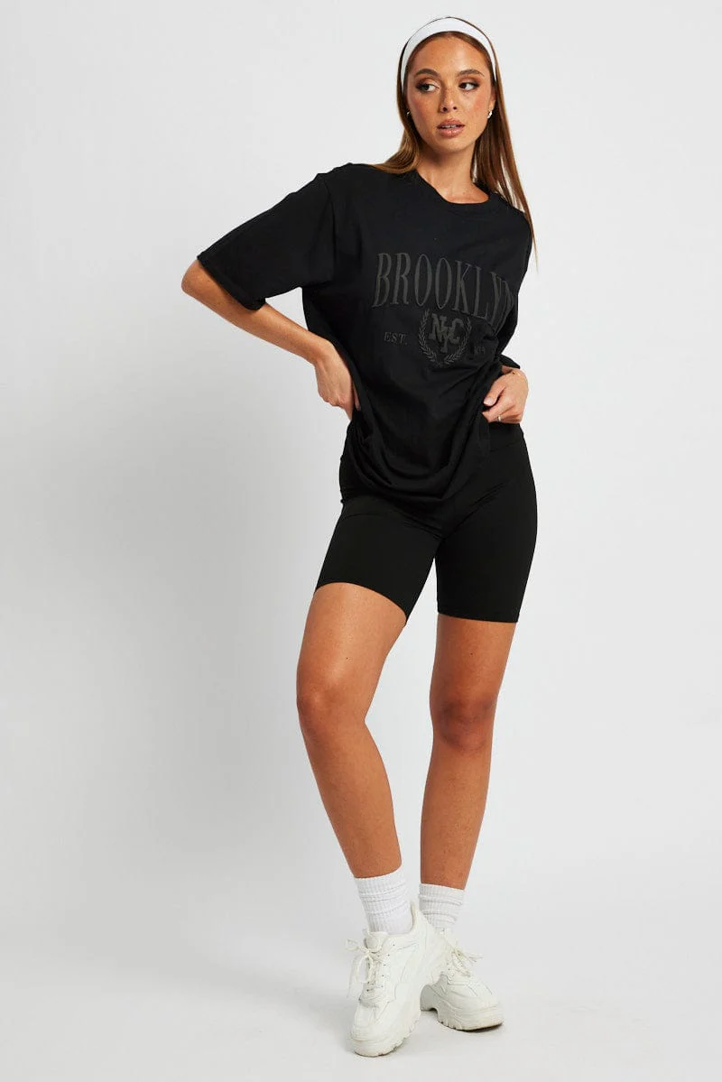 Black Graphic Tee Short Sleeve