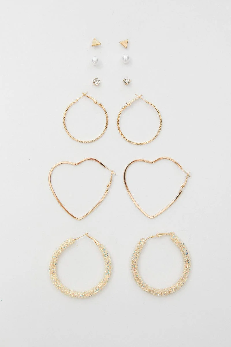 Gold 6 Pack Earrings