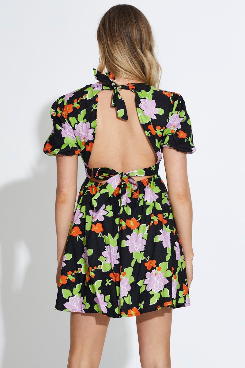 Print Mini Dress Short Sleeve