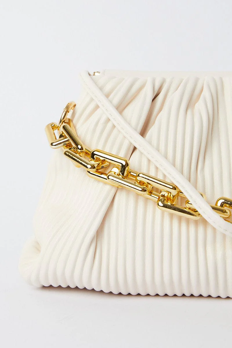 White Ruched Crossbody Bag