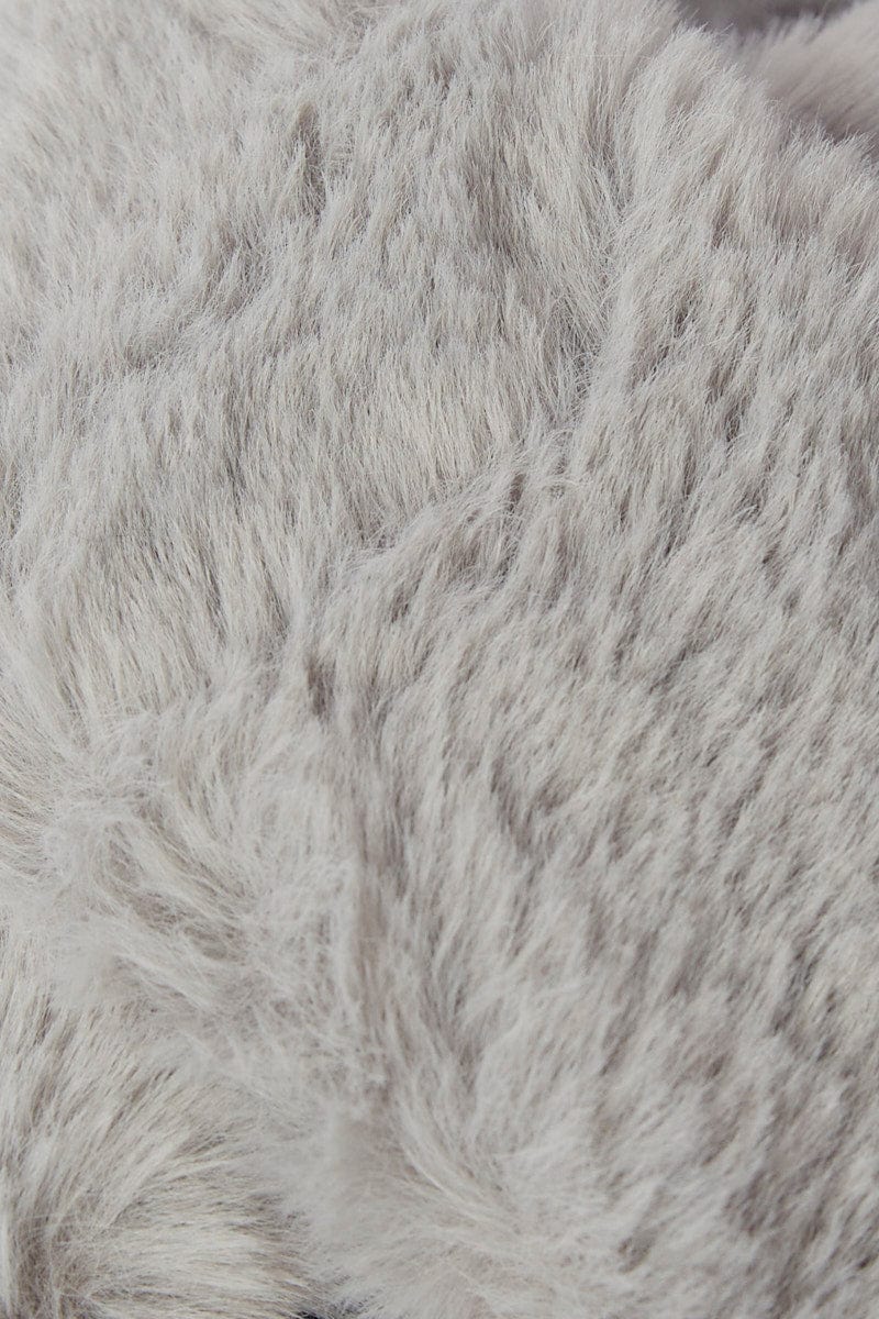 Grey Faux Fur Slippers