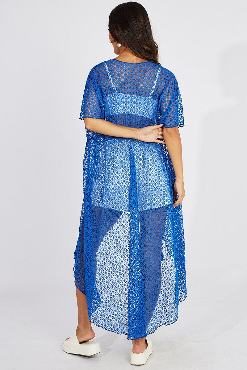 Blue Crochet Cardigan Short Sleeve