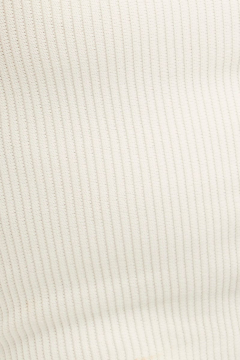White Knit Rib Bandeau Strapless