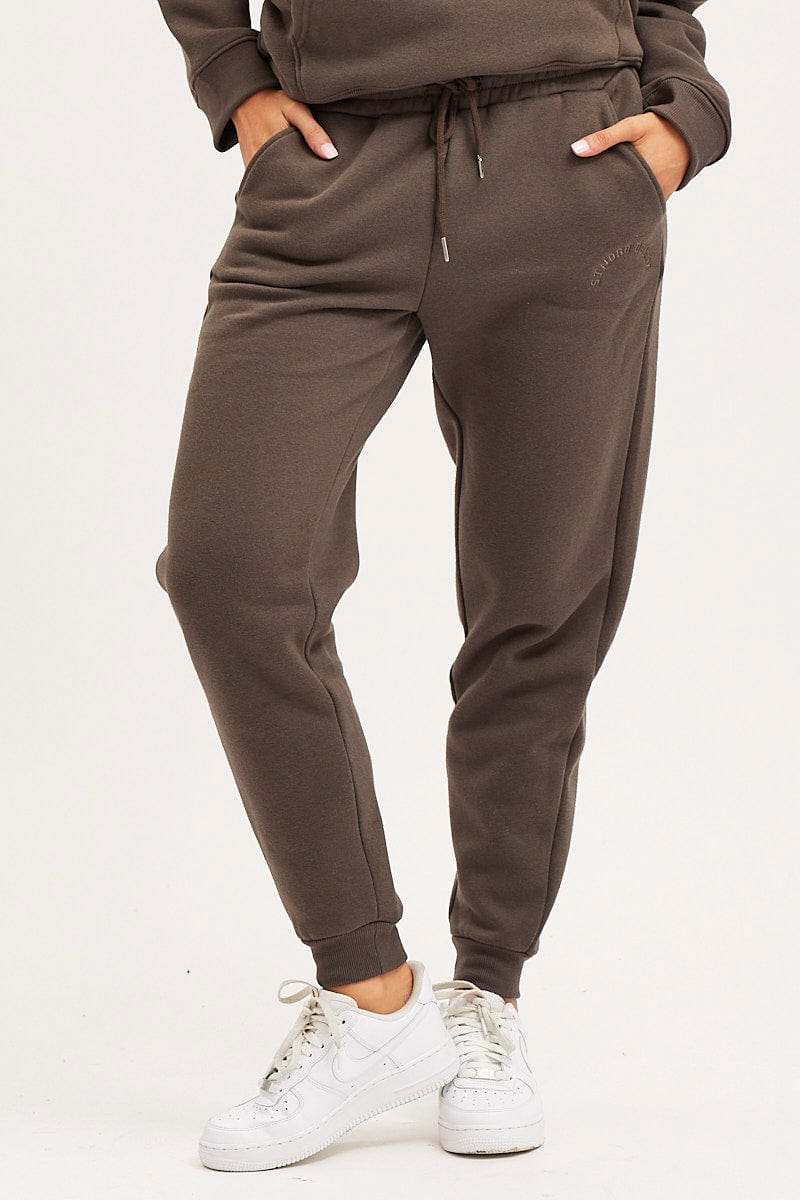 Grey Track Pants High Rise Unisex