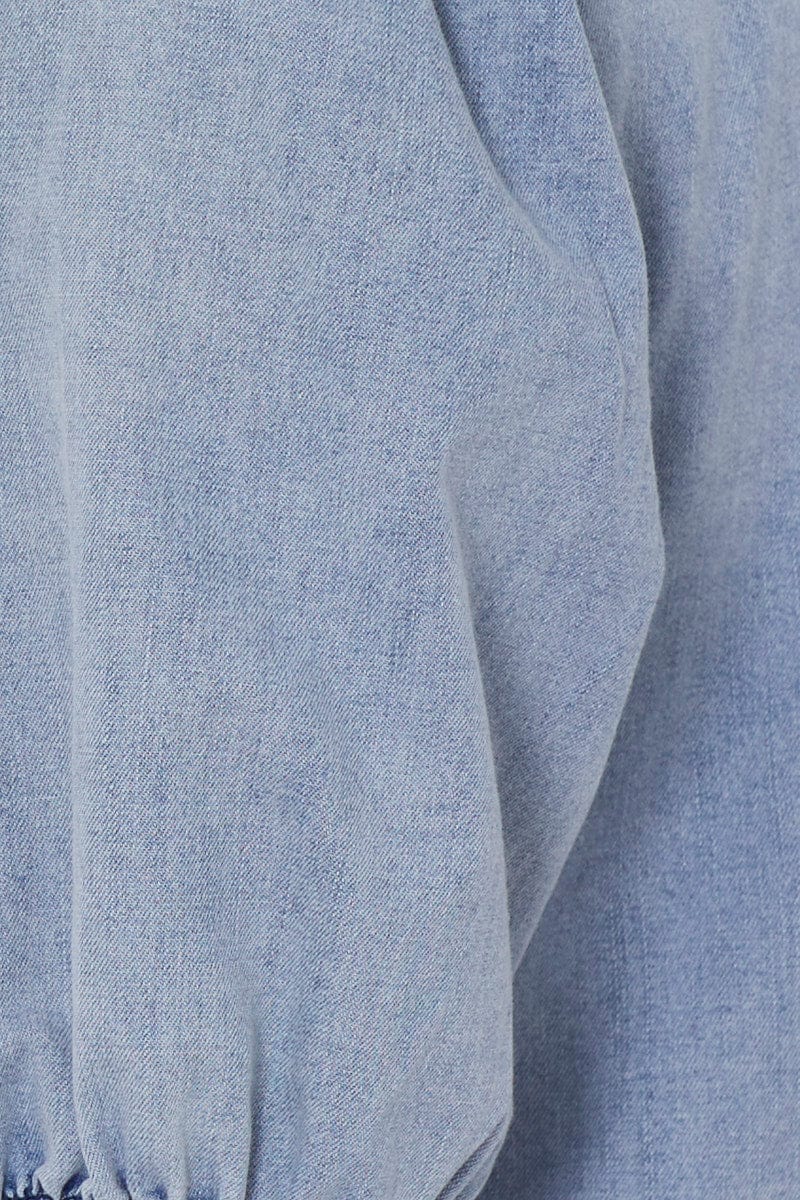 Blue Top Short Sleeve Relaxed Linen