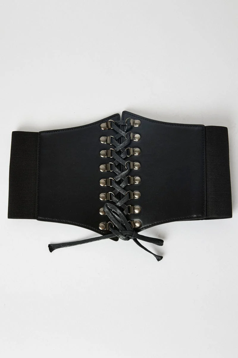 Black Lace Up Corset Belt