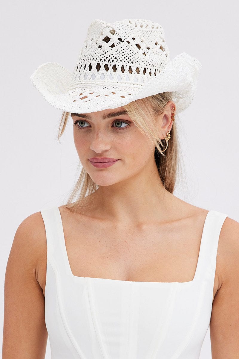 White Straw Cowboy Hat