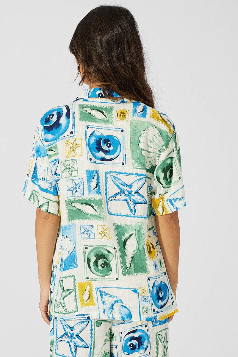 Multi Abstract Shirt Short Sleeve