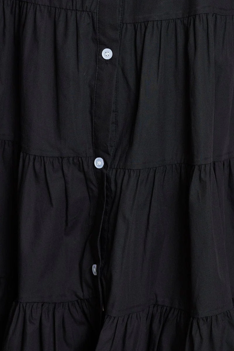 Black Shirt Dress Sleeveless V Neck