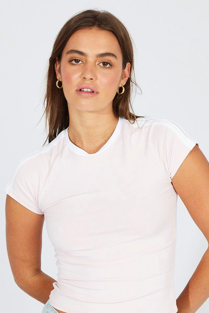 Pink Supersoft Top Short Sleeve Stripe