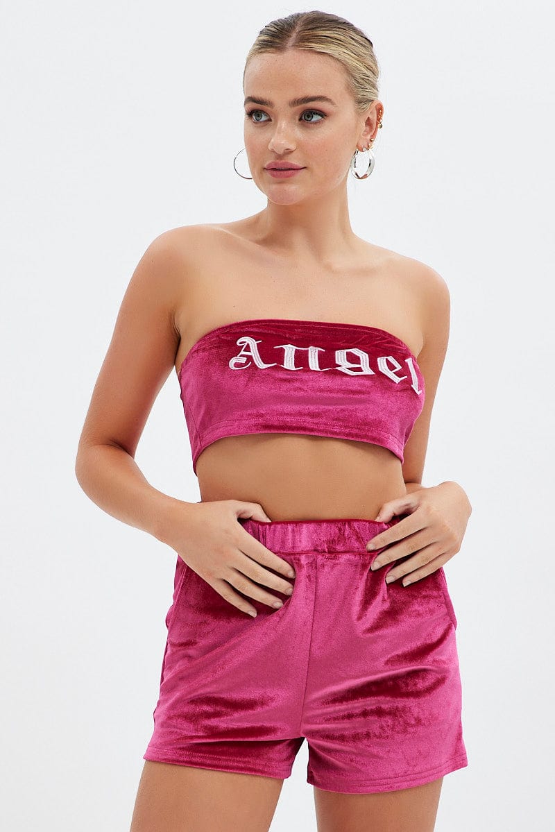 Pink Velvet Shorts