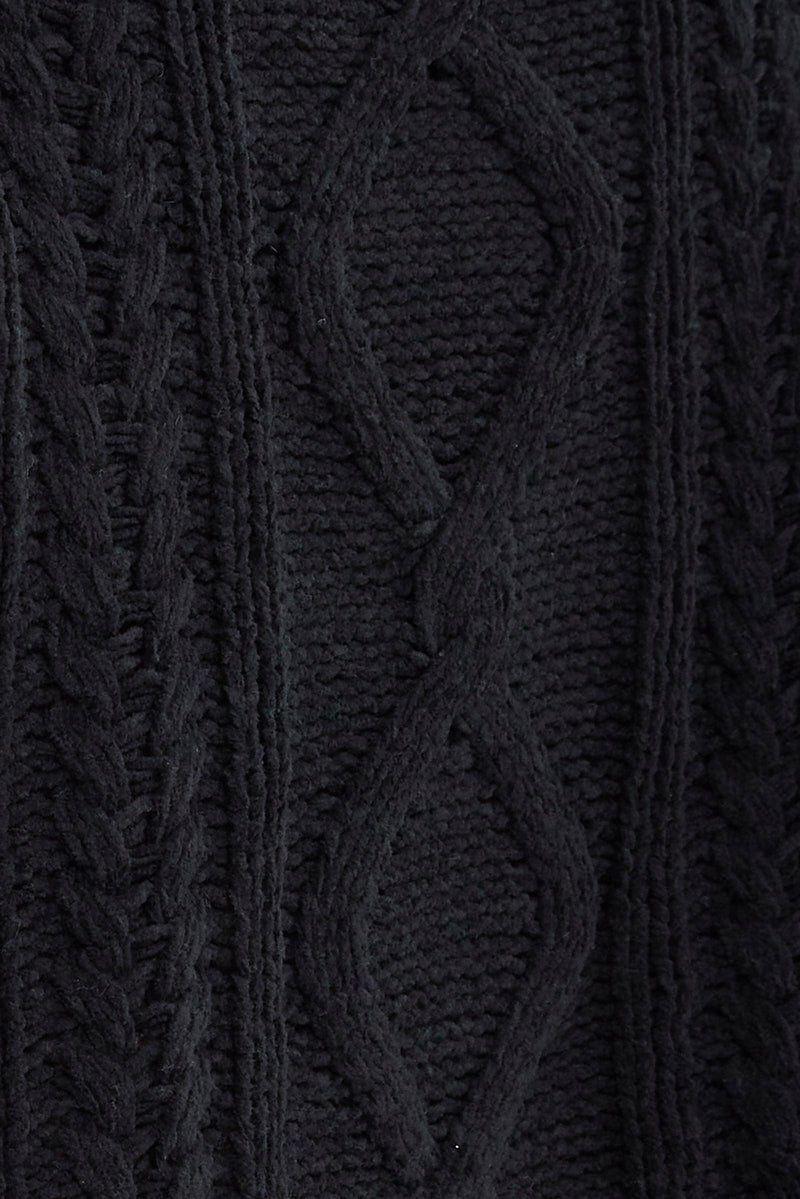 Black Cable Knit Jumper Long Sleeve