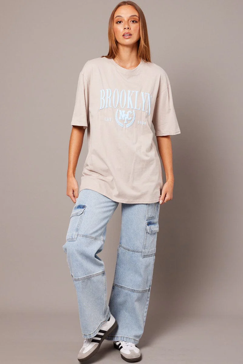 Grey Graphic Tee Short Sleeve