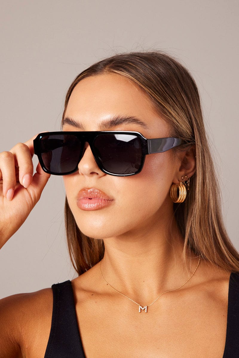 Black Aviator Sunglasses