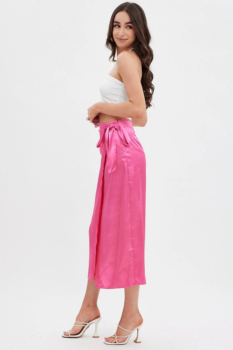 Pink Twist Midi Skirt