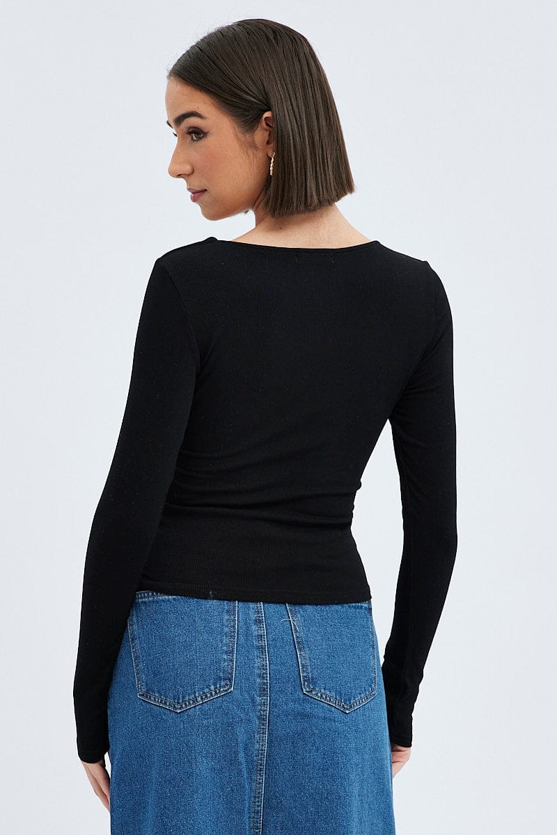 Black Top Long Sleeve Round Neck